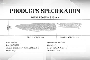 Amazon.com: FANTECK Chef Knife 8 Inch Professional Damascus Chef