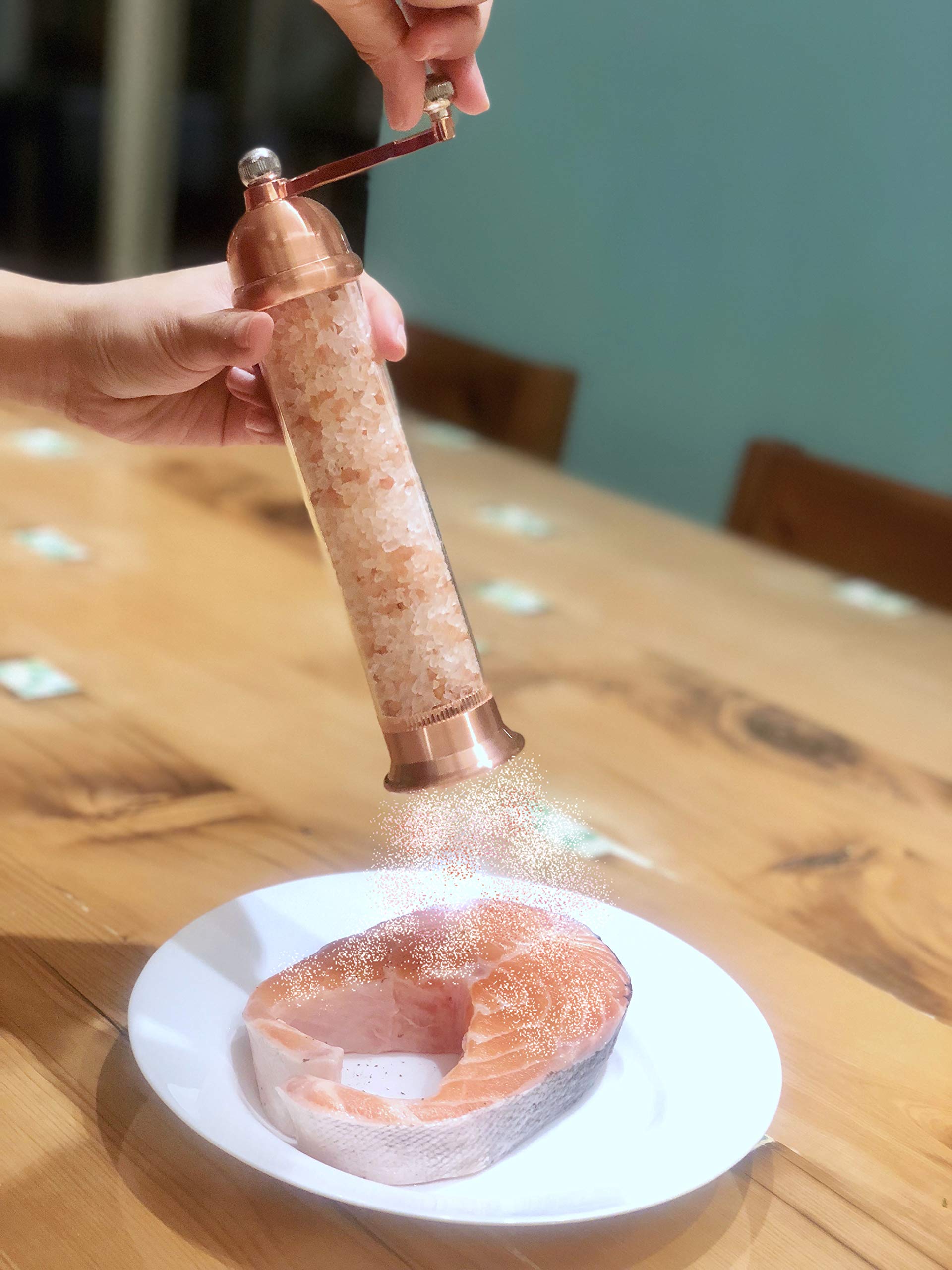 A-ONE Greek Rose Gold Pepper Salt Grinder- Greece Pepper Salt Mills Stainless Steel with Acrylic-Rose Gold