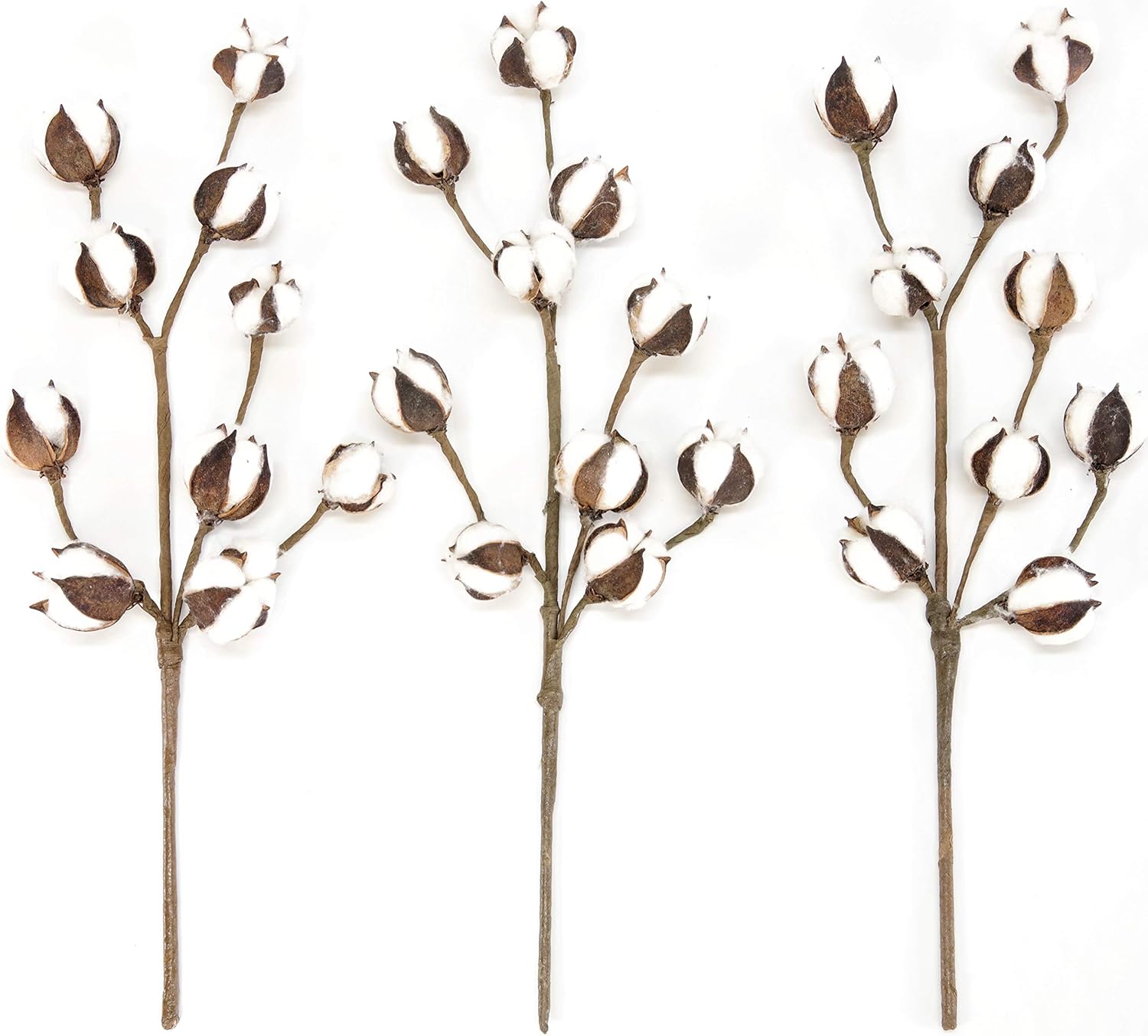 Cotton Stems 3 Stems/Pack 10 Cotton Buds/Stem 20" Tall Farmhouse Style