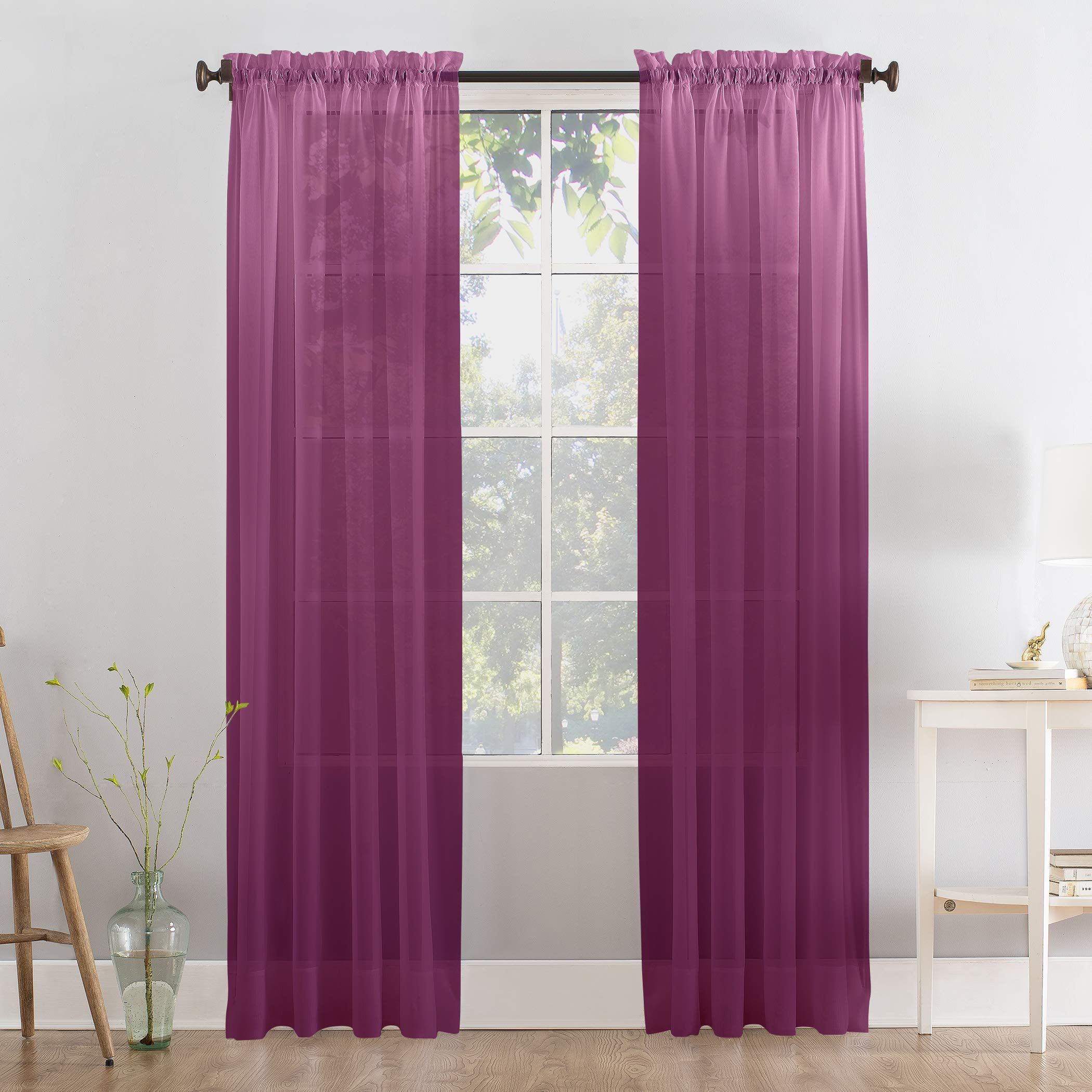 Megachest a pair of slot top voile curtains (Eggplant, 56" wideX81 drop 2 Panels)