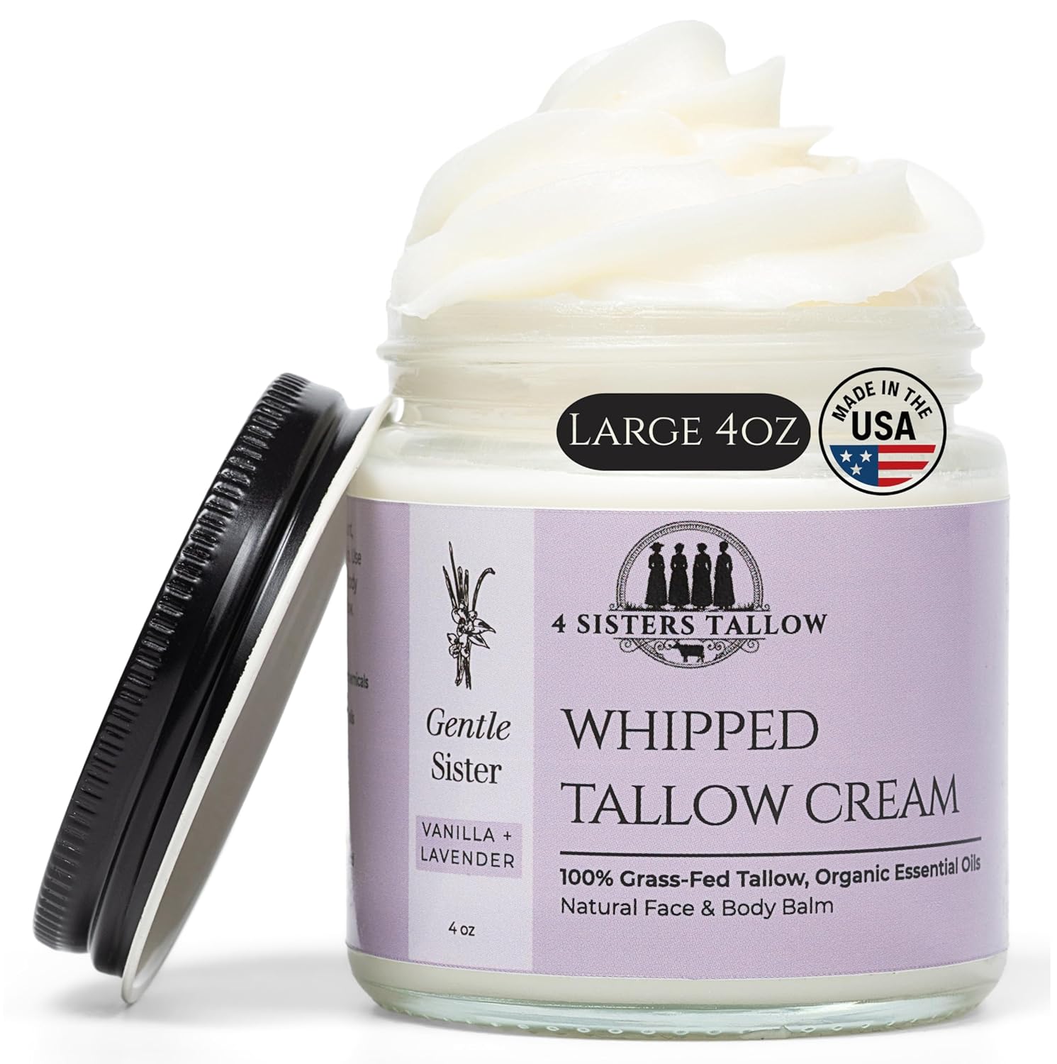 100% Grass Fed Beef Tallow For Skin – Face & Body – All Natural Whipped Moisturizing Lotion Infused With 100% Organic Essential Oils – Gentle Sister (Vanilla Lavender) 100% Grass Fed Beef Tallow For Skin – Face & Body – All Natural Whipped Moisturizing Lotion Infused With 100% Organic Essential Oils – Gentle Sister (Vanilla Lavender)