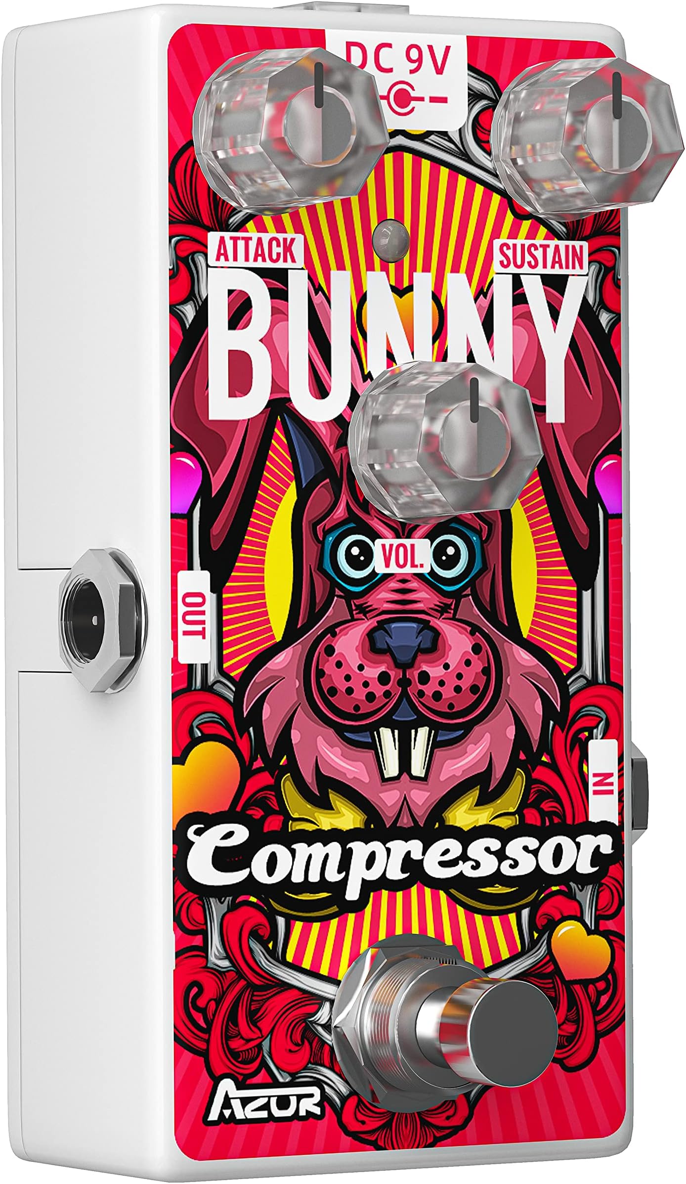 AZOR Compressor Mini Guitar Pedal, Bunny Low Noise Compression Effect Pedal for Electric Guitar and Bass True Bypass AP510