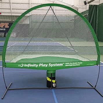 Infinity Play System Rebounder Net with Multi-Twist Mini Ball Machine for Tennis and Pickleball