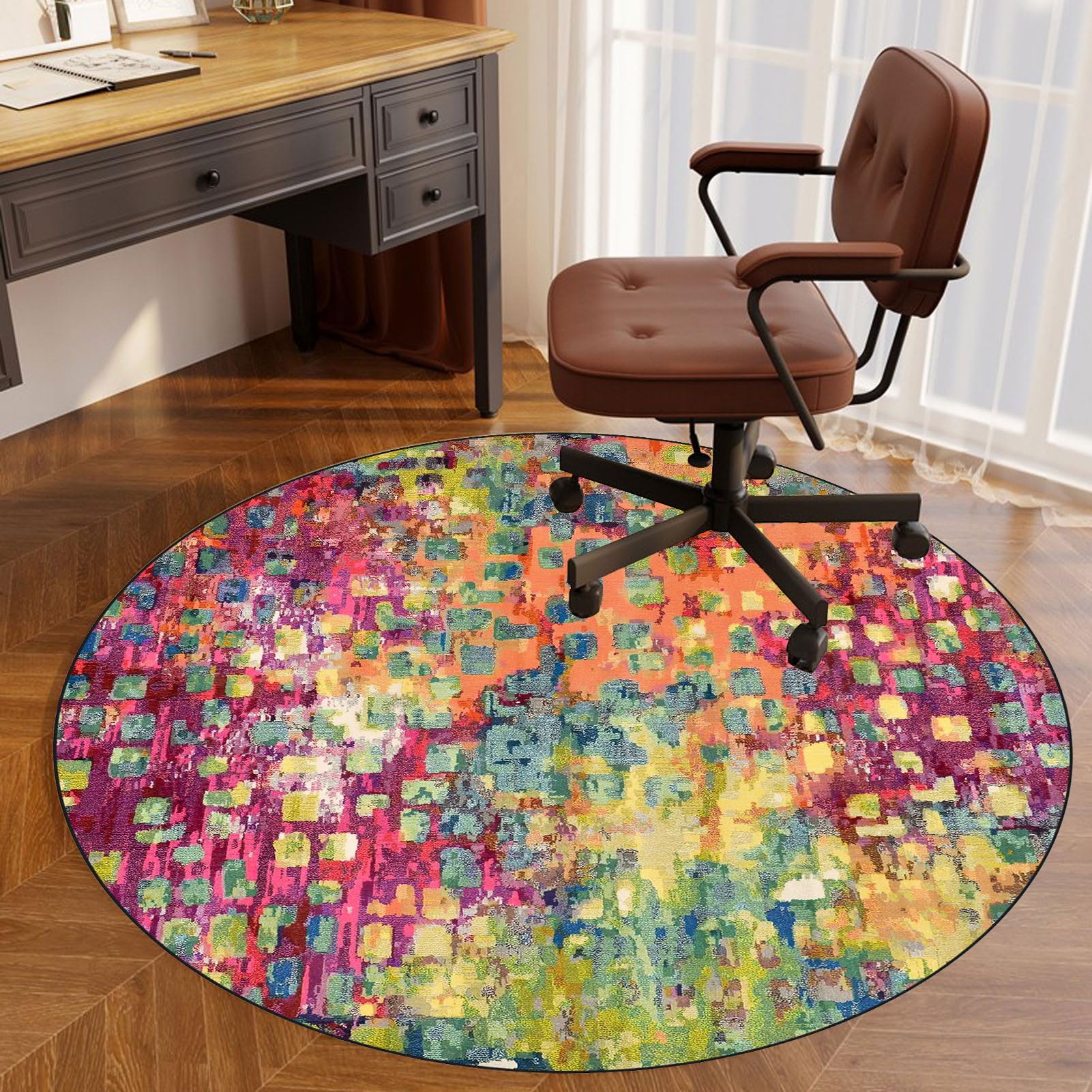 TOYOCC Chair Mat For Carpeted Floor 140 cm Round Gaming Chair Mats, Office Chair Mat, Multi-Purpose Carpet Protector, Desk Chair For Carpeted and Hardwood Floor, Protects Floors, Anti-Skidding