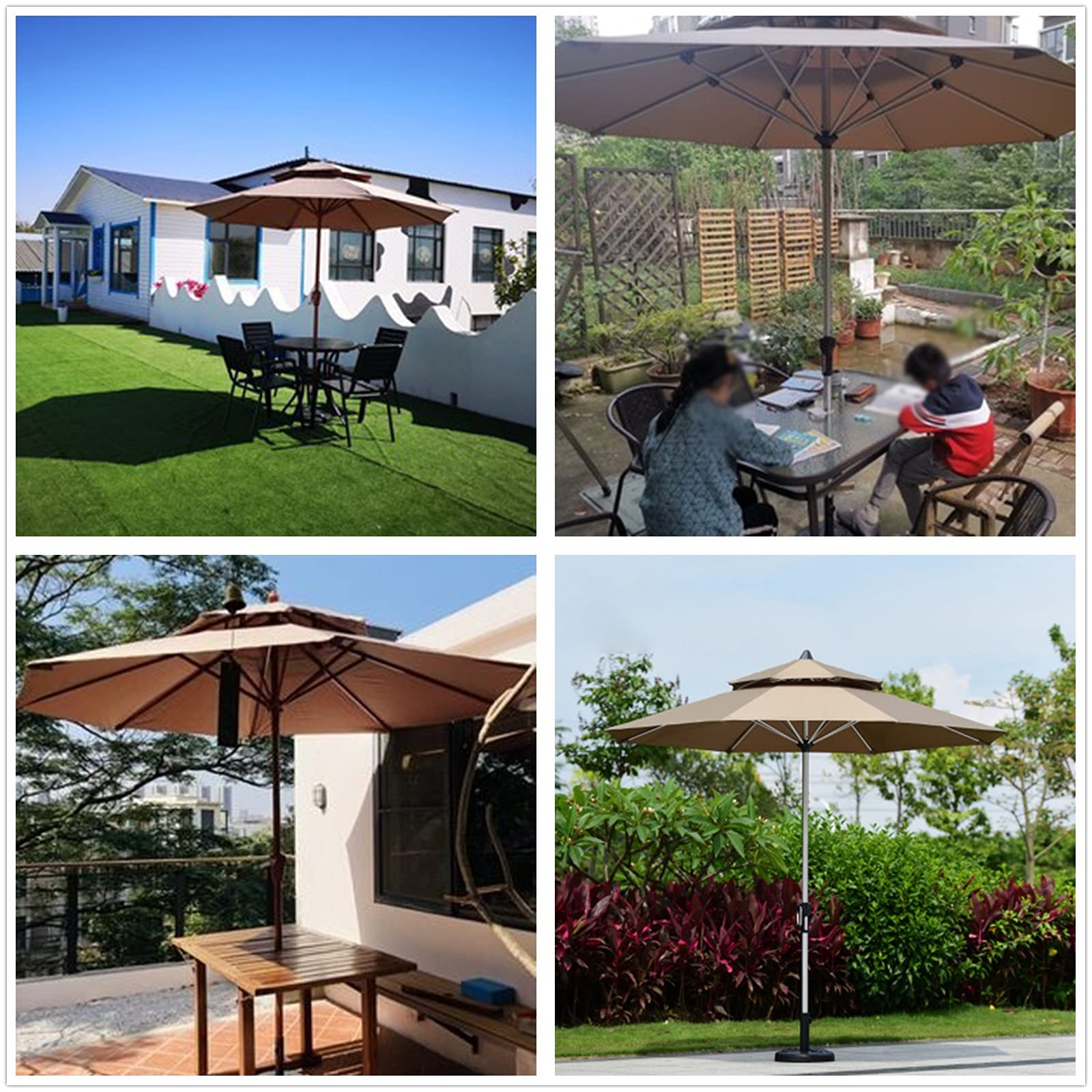 Φ2,7m okrągłe plażę duży ogrodowy Parasol, aluminiowa kolumna środkowa, multi funkcjonalne podwójne osłona słoneczne, korba ręczna, odpowiedni basen, plaża, taras, ogród podstawą z bazą