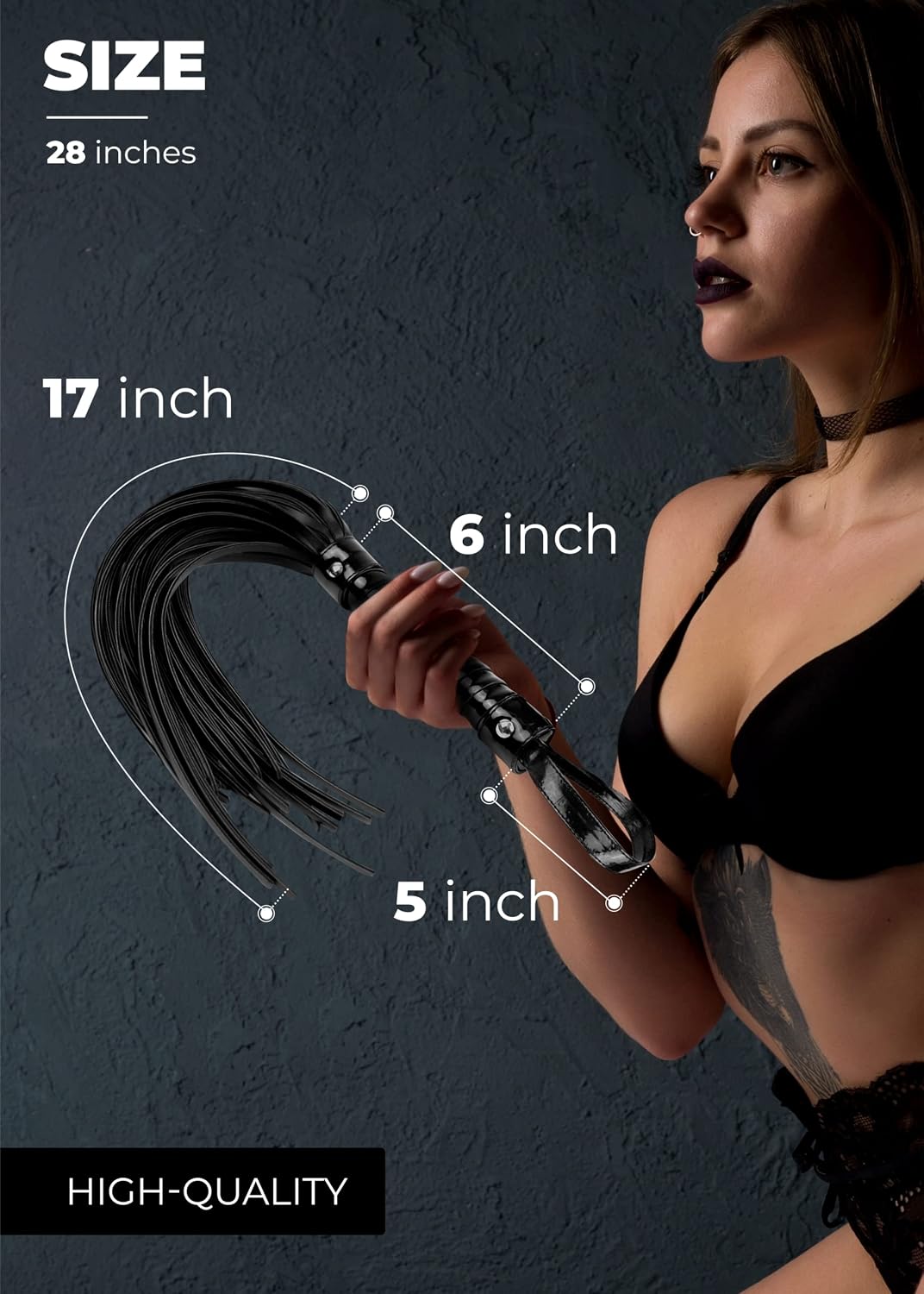 DINDO Sex Whip for Adult Couples Games, Belted Black Leather BDSM Whip for Spanking, Kinky Sex Toy Floggers Adult Play 28"