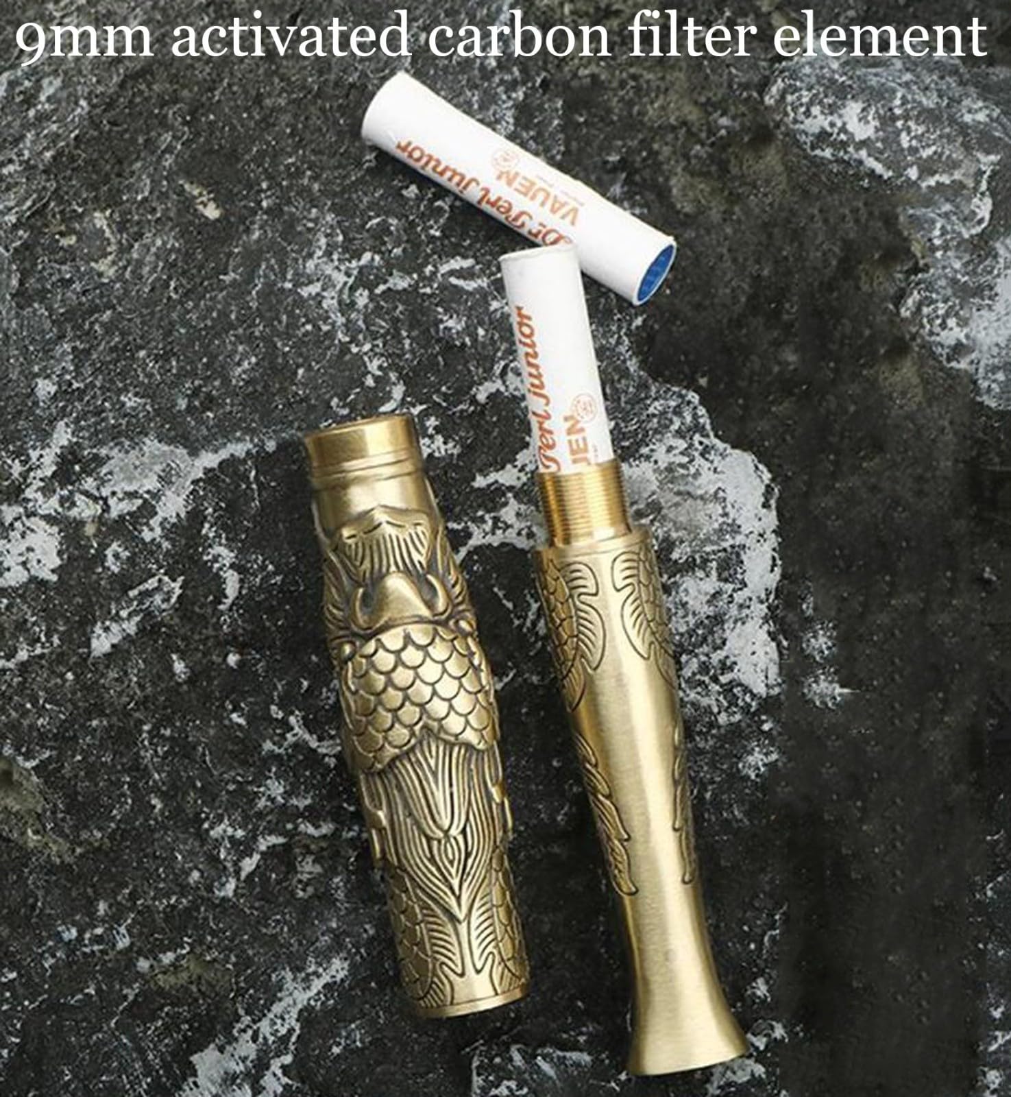 Bocchino per uomo, bocchino con filtro a carbone attivo da 9 mm per bocchini, bocchini in rame puro, filtri per sigarette riutilizzabili con filtraggio multiplo