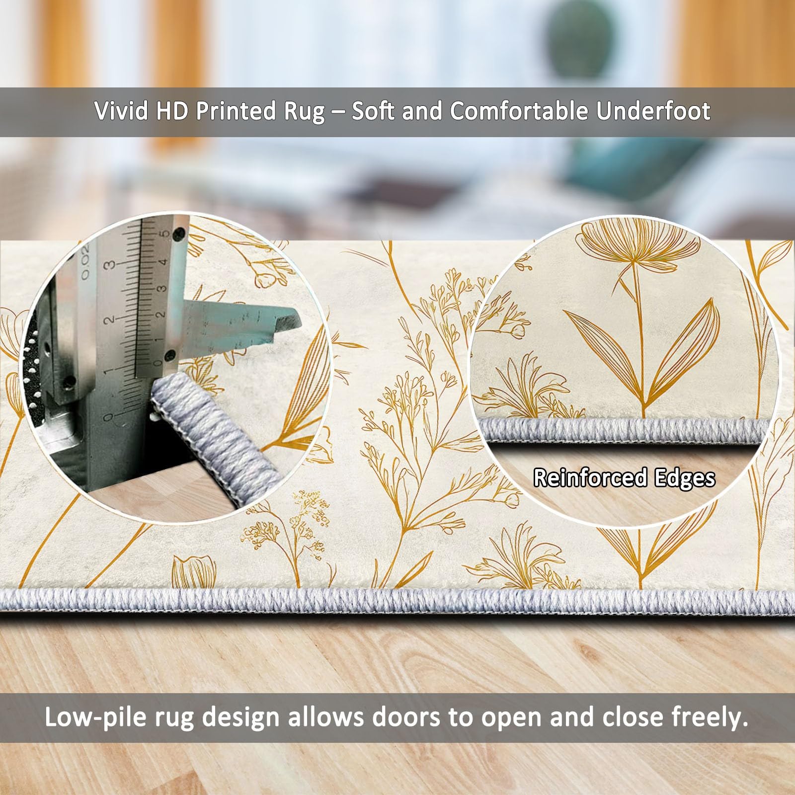 Ultramiękki dywanik flanelowy 120 x 180 cm w stylu akwarelowym w stylu kwiatowym, nowoczesny antypoślizgowy i zmywalny dywan do salonu i sypialni - wzór 3D, krótkie włosie i łatwy do czyszczenia