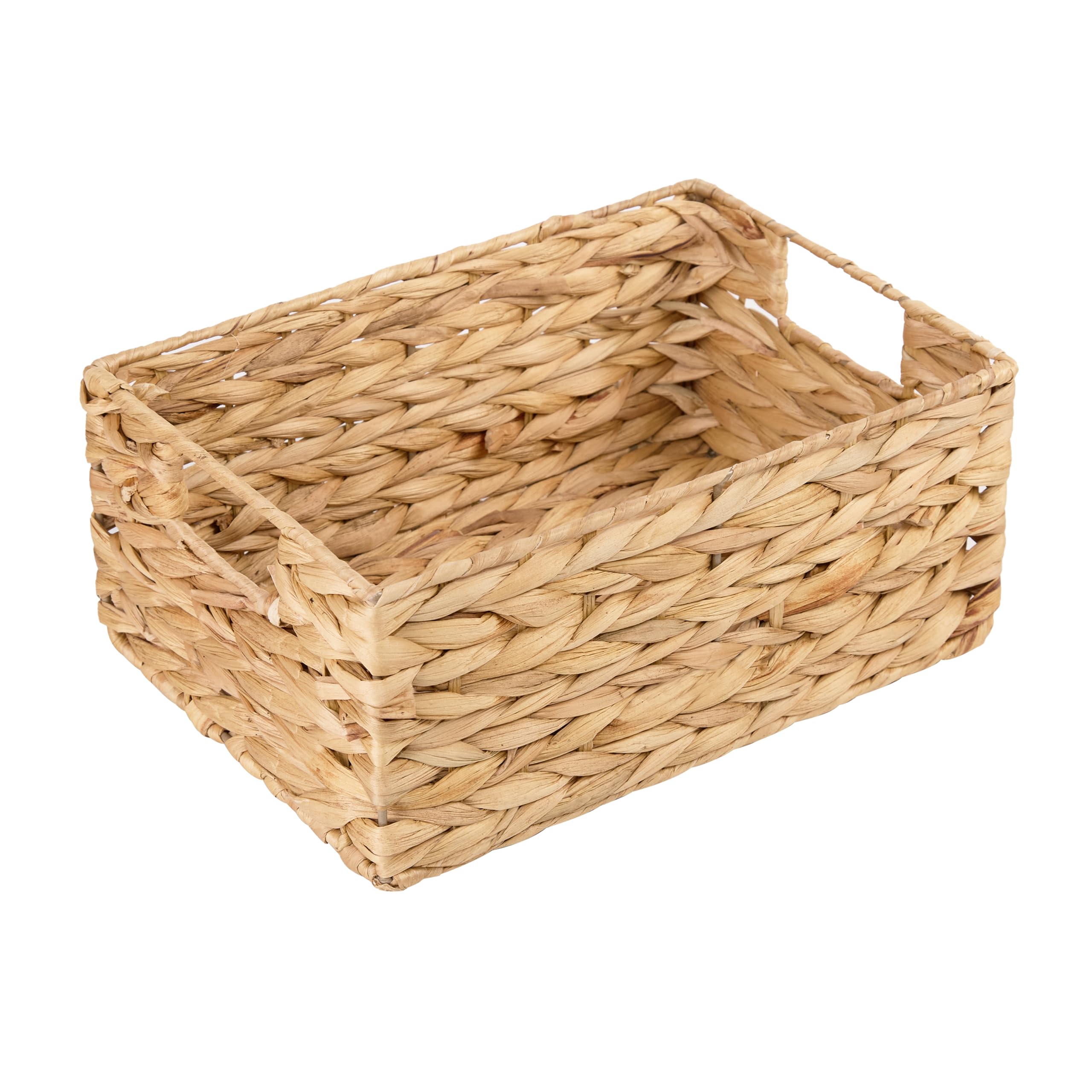 Wickerfield Water Hyacinth Storage Hamper Basket, Small, Horizontal Weave