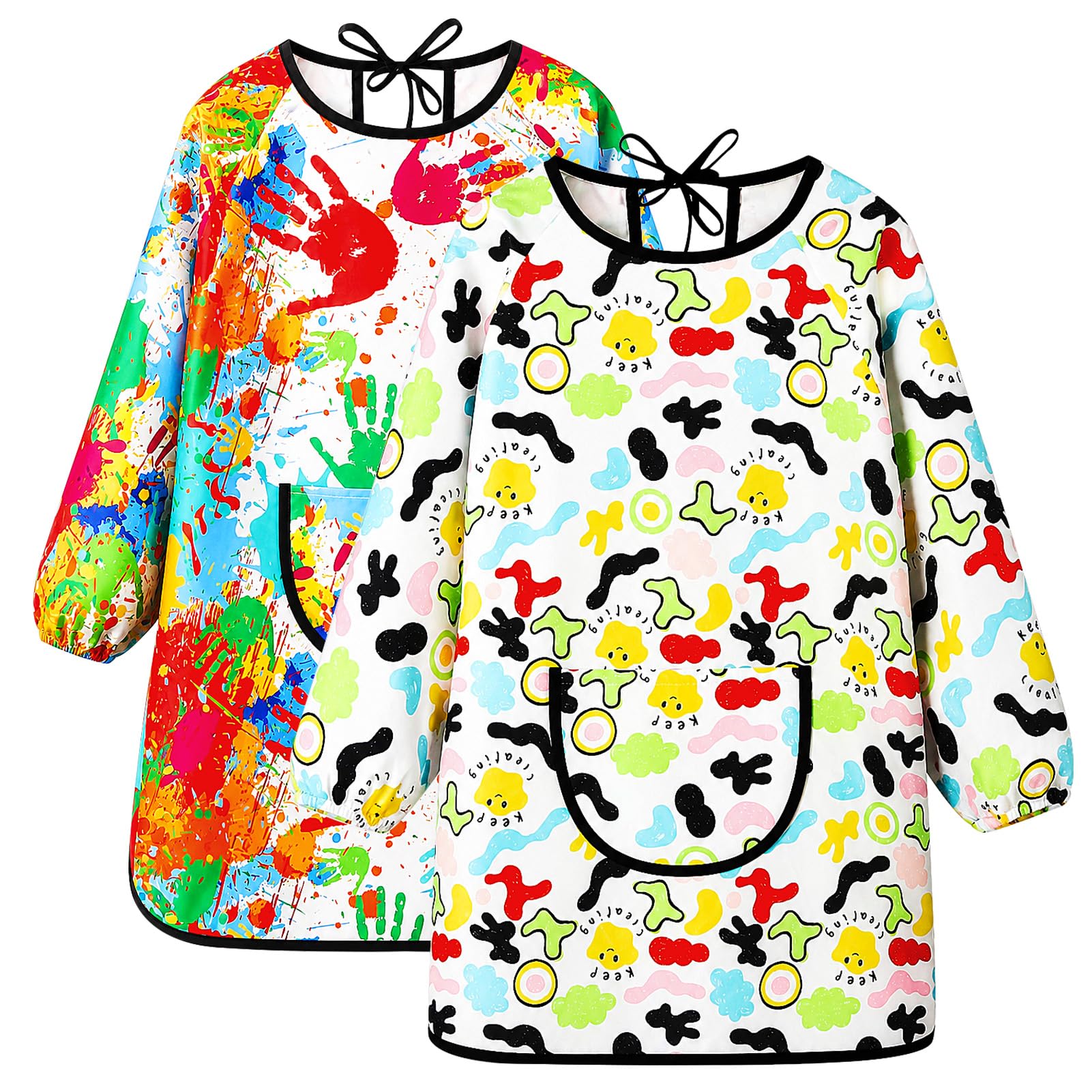 GSrenyu 2 Pcs Kids Painting Smock for Age 7-12 Years Boys Girls,Long Sleeve — image 1