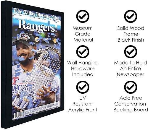 Miniatura 4 de Marco de 12 x 22 pulgadas para periódicos (negro), marco de madera natural de pino macizo, negro mate, acrílico protector resistente a los rayos UV,
