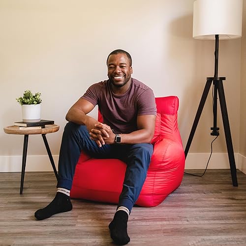 Miniatura 17 de Big Joe Roma - Puf para niños, sherpa de avena y rosa del desierto, gamuza vegana, 2 pies, ligero, recargable, asiento para niños Avena/Rosa del