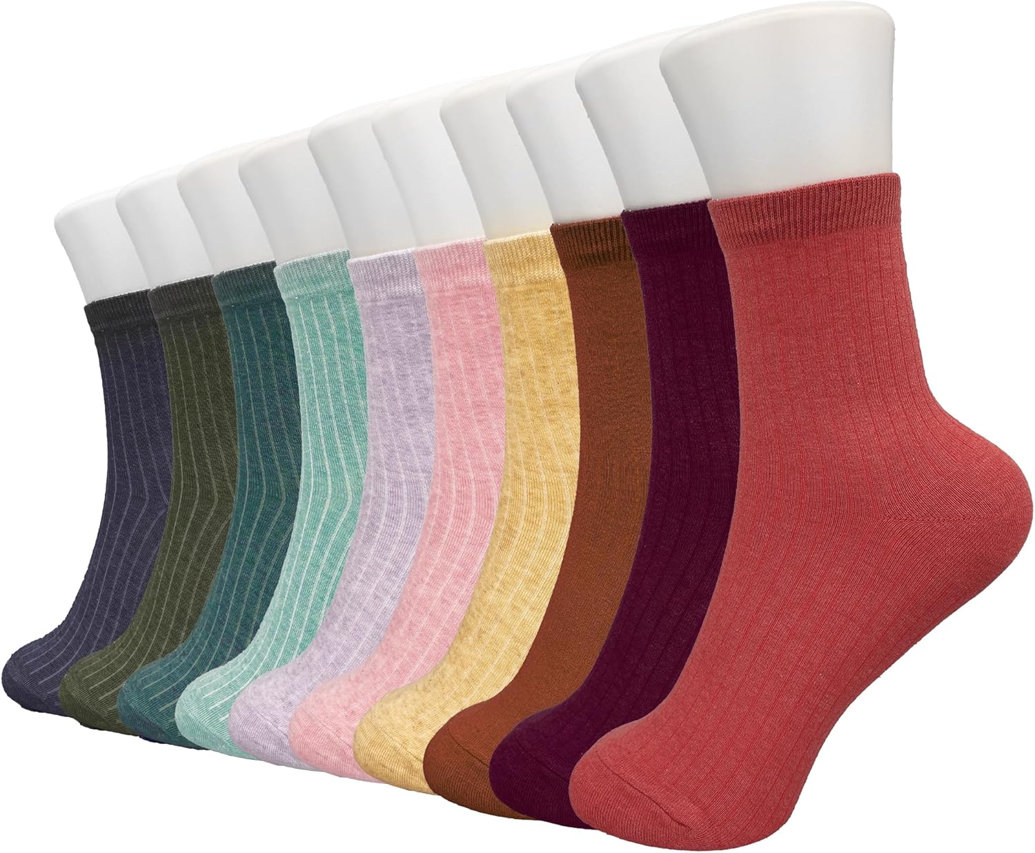 Women Crew Assorted Colors Socks (Regular + Ribbed)
