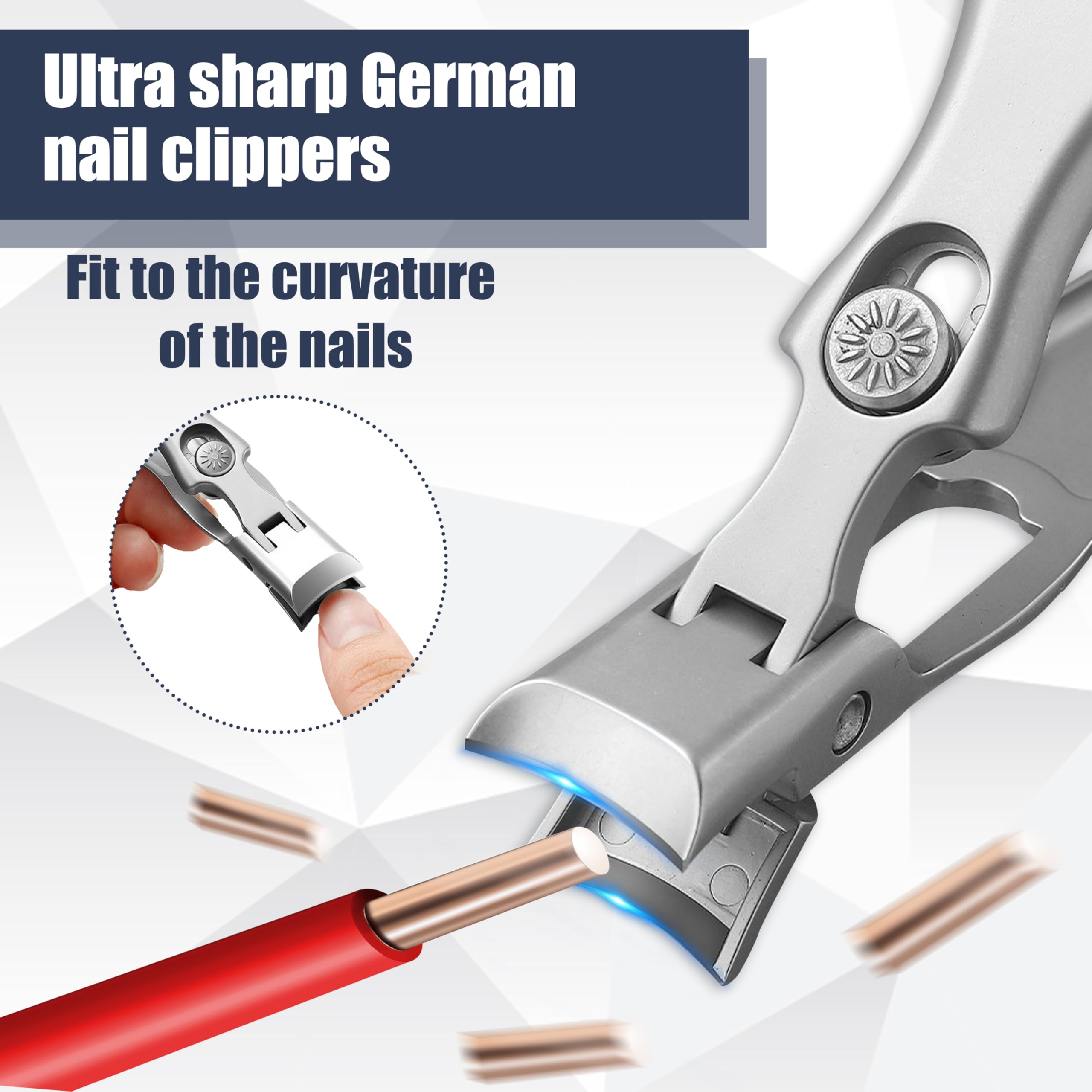 Deutscher Nagelknipser für Herren - 2024 Neuer ultra-scharfer Edelstahl-Nagelknipser für dicke Nägel, professioneller Anti-Spritzer-Zehennagelknipser für Senioren mit
