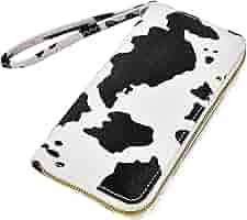 Amazon.com: Cow Print PU Leather Wallet Zip Around Cash Coin