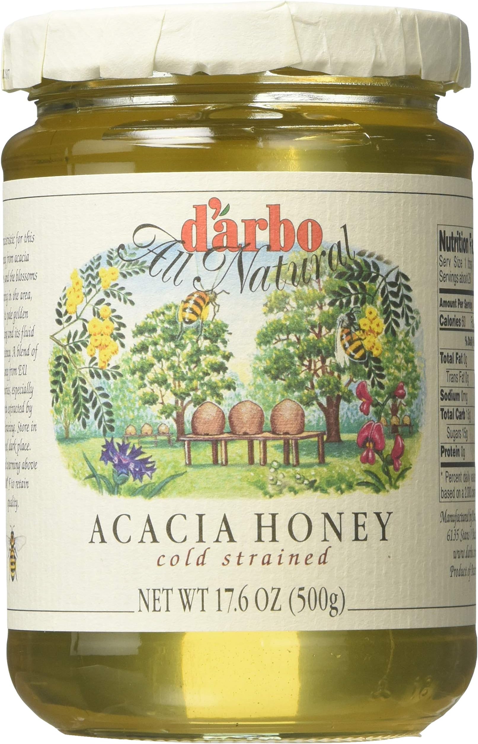 d'arbo All Natural Acacia Honey, 17.6 Ounce (Package May Vary)