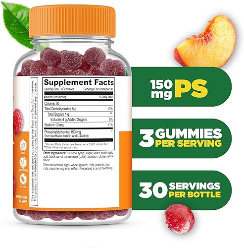 Miniatura 2 de Lifeable Gomitas de fosfatidilserina (PS) | 150 mg | Suplemento de enfoque de gran sabor | Suplementos de memoria y concentración para adultos |