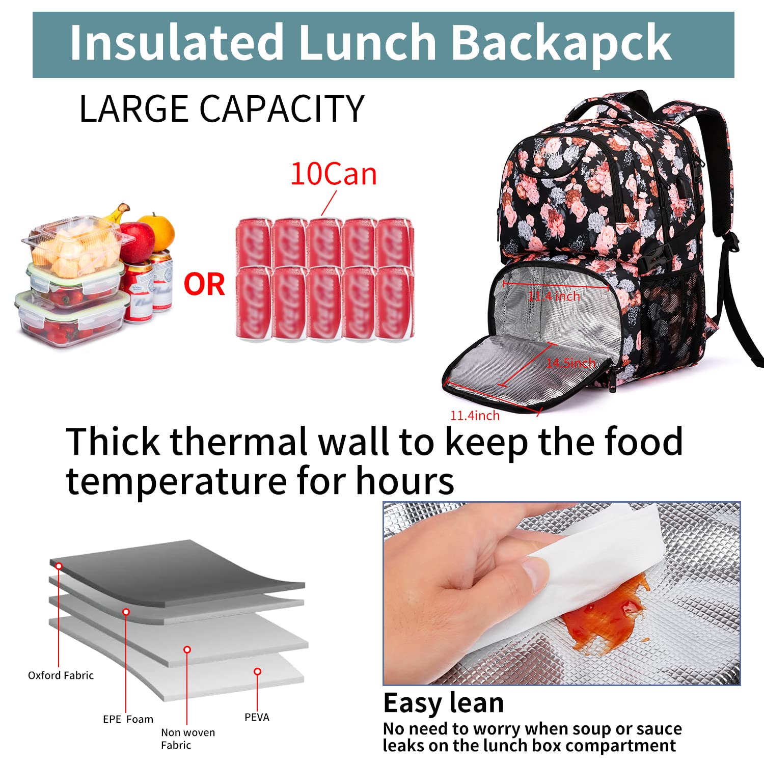 HILUSEN Zaino Uomo Grande 50L, Porta PC 17.3 Pollici