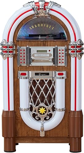 Miniatura 6 de Arkrocket Jukebox reproductor de discos de vinilo de tamaño completo Bluetooth USB SD Reproductor de CD Radio Tocadiscos Retro Jukebox clásico