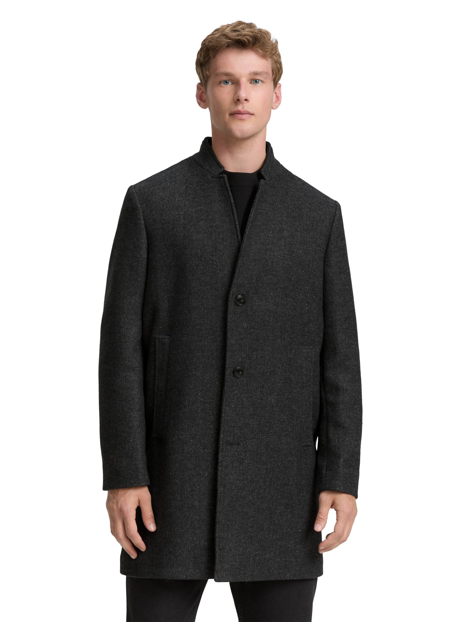 TOM TAILOR Denim Herren Wollmantel mit Stehkragen