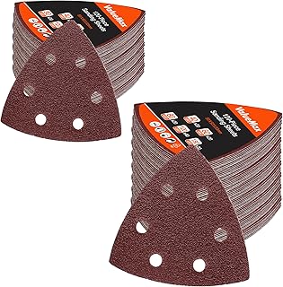 ValueMax 120 Pieces Triangle Sanding Pads | 93 x 93 x 93mm Detail Sander Pads | Hook and Loop Mouse Sander Pads with 40/60/80/120/180 Grits | Sandpaper with 6 Holes for Sanding and Polishing