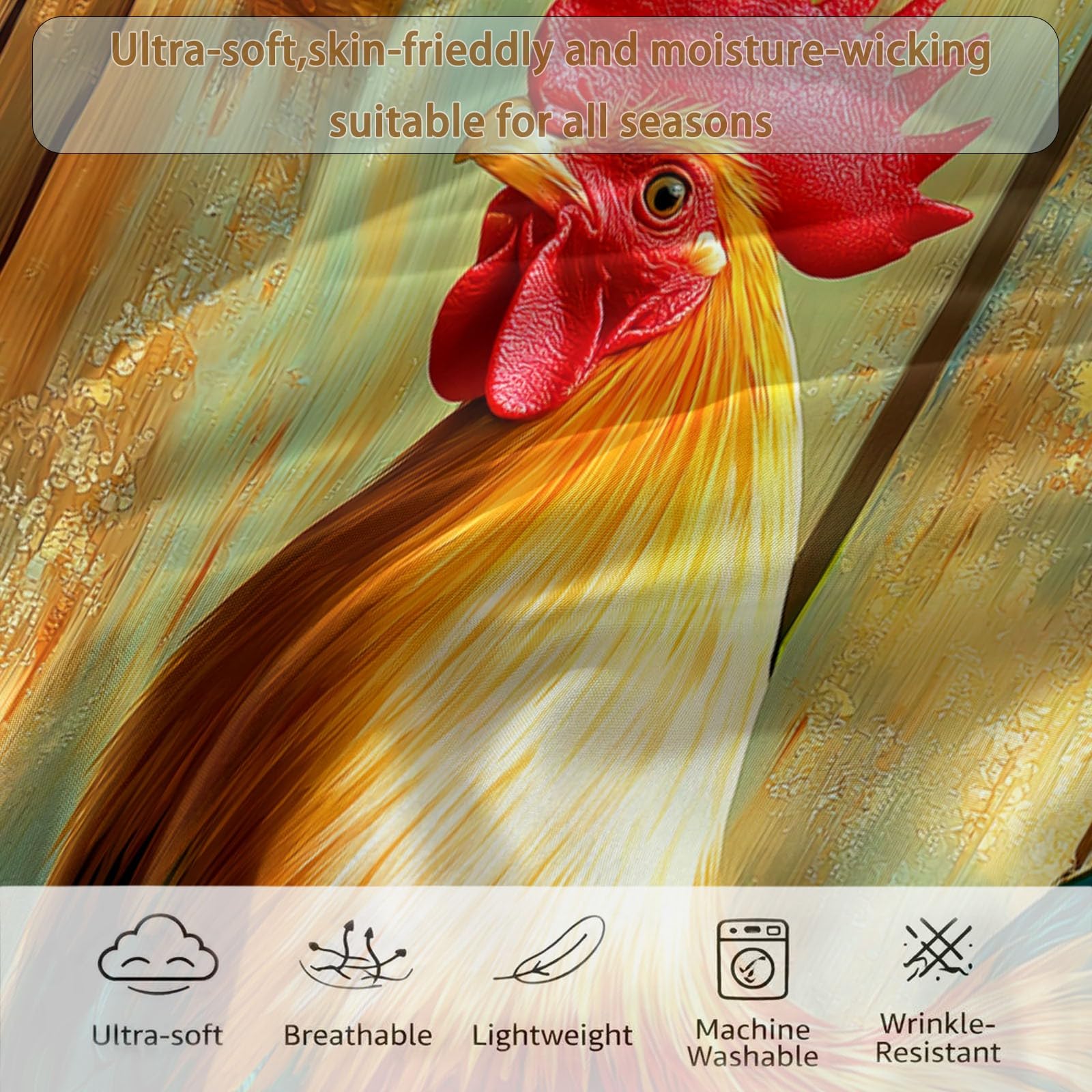 Générique Farma Kwiatowa Kołdra Kurczak Kołdra 140 x 200 cm, Rustykalny Styl Dwustronna kołdra dla dzieci Dziewcząt Chłopców Nastolatków - Zapakowana Miękka i oddychająca kołdra