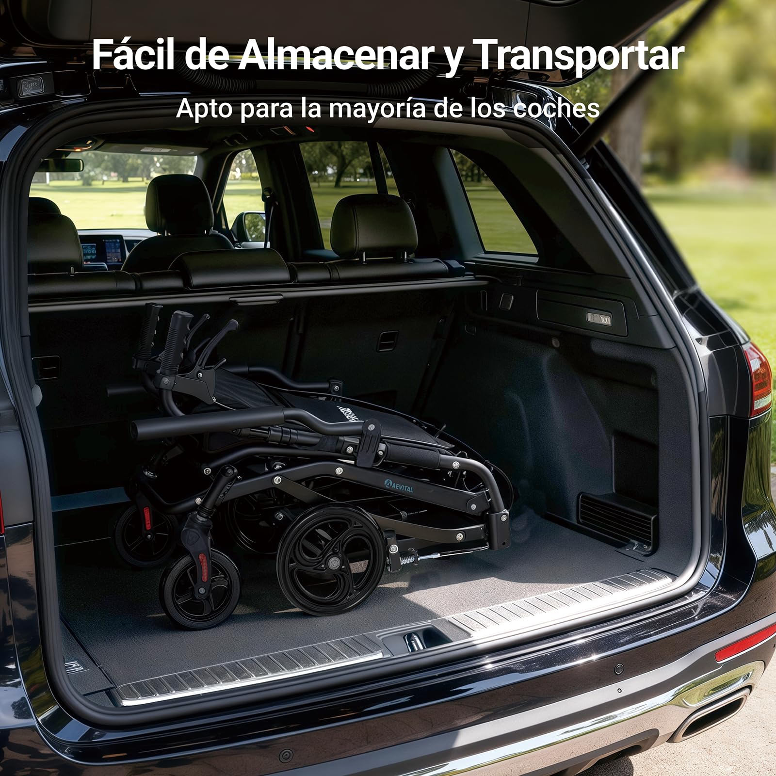 Silla de Ruedas Plegable y Ligera, Carrozzina de Transporte para Mayores y Personas con Movilidad Reducida, Con Frenos Manuales, Reposapiés Extraíbles y Diseño Compacto (Black) | Silla de ruedas plegable con altura ajustable, asas ergonómicas, ruedas de 3