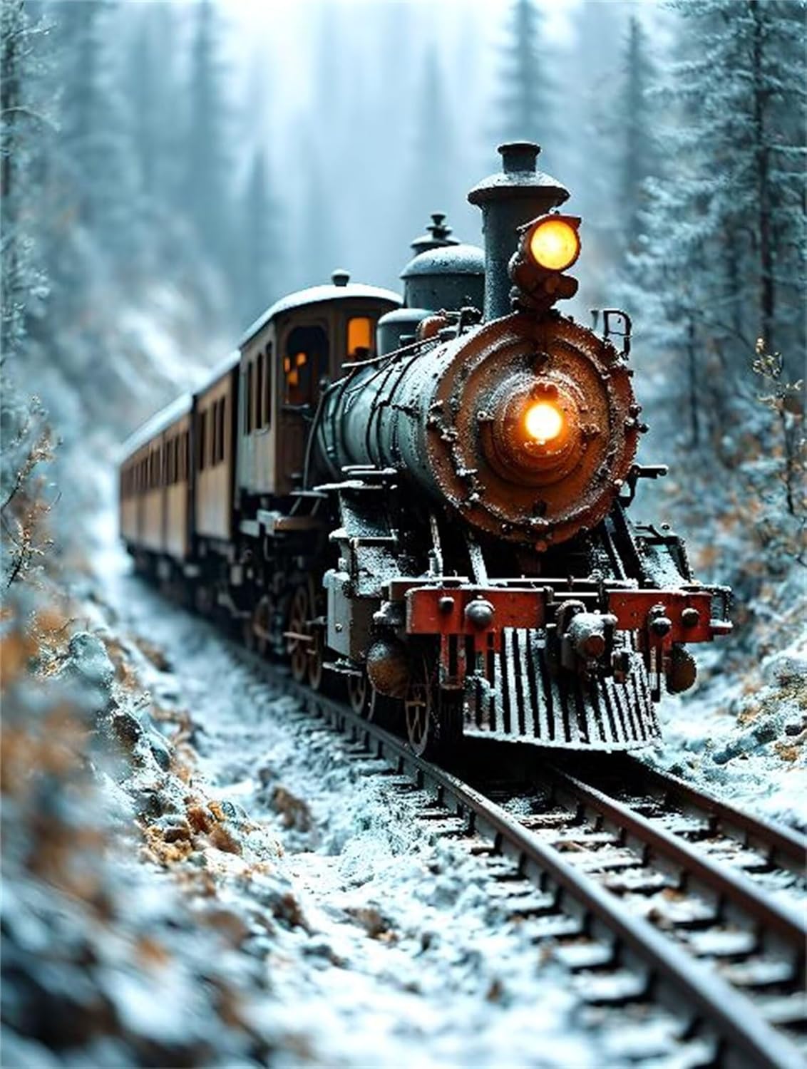 Train Railway Diamond Painting, 5D Diamond Art Kits for Adults, DIY Full Drill Diamond Dots Crystal Rhinestone Diamond Pictures Gem Art Embroidery Craft Kits for Home Wall Decoration 28x40inch P-541