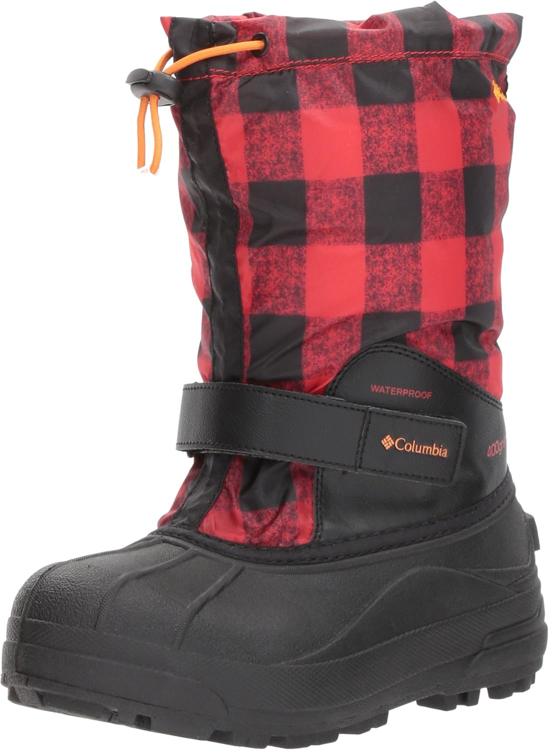 Columbia Kid's CHILDRENS POWDERBUG™ FORTY PRINT Boot, Black, Orange Blast, 9 M US Little Kid
