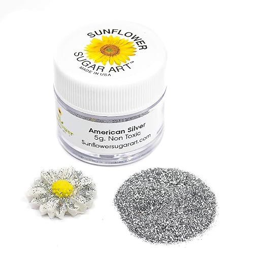 Polvo de purpurina American Silver Craft | Purpurina plateada brillante | Polvo de decoración para accesorios de pasteles, manualidades de bricolaje