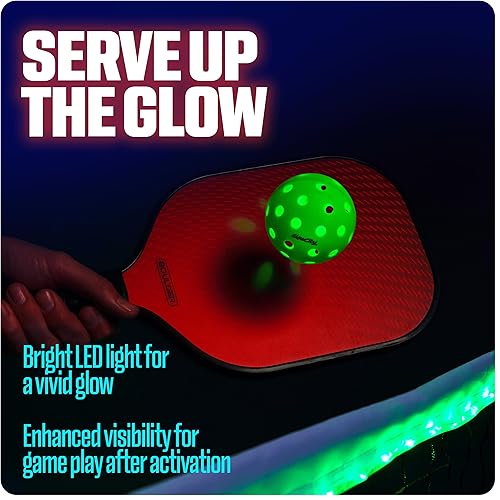 Miniatura 2 de GlowCity Juego de pickleball LED paquete de 4 bolas de pickleball que brillan en la oscuridad con 20 horas de tiempo de brillo, ideal para jugar por