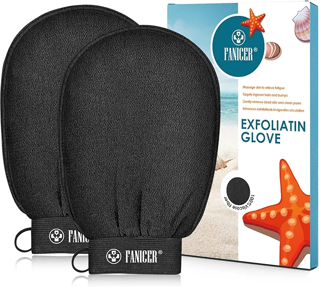 Paire de Gants de Gommage Exfoliants Corps et Visage - Noir, Doux et Résistant