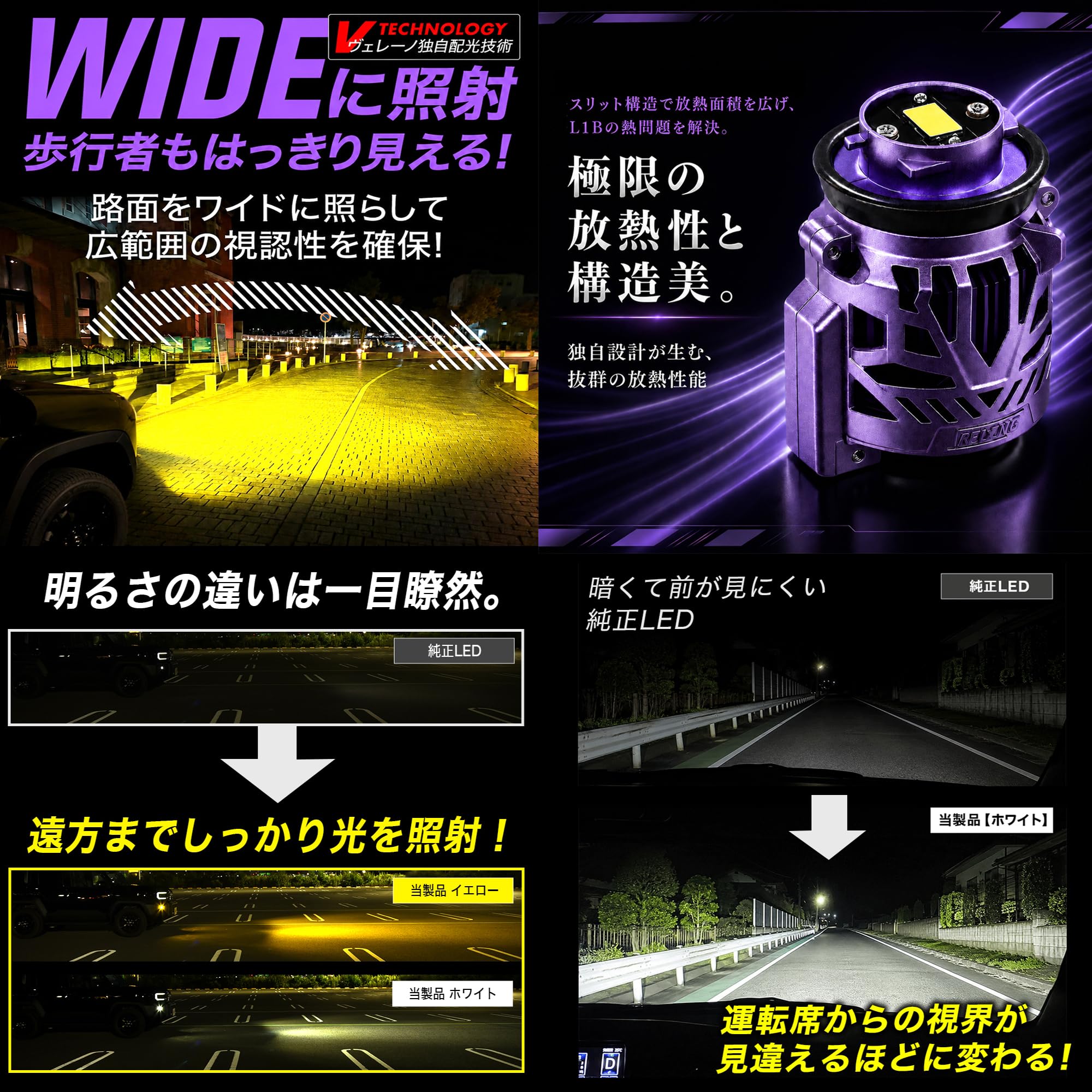 Amazon.co.jp: VELENO MORTALE LED フォグランプ 実測値 12600lm 爆光