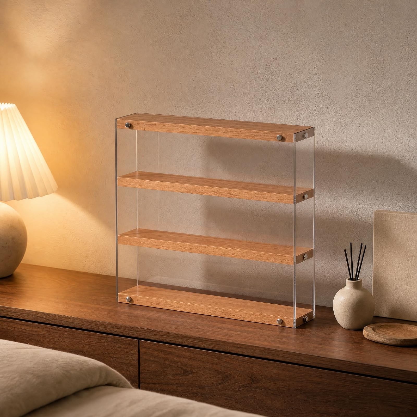 Qianly Vitrine Acrylique Traparente Morne Vitrine Acrylique Haute Traparence Présentoir n pr lon , 40CM 5 Niveaux