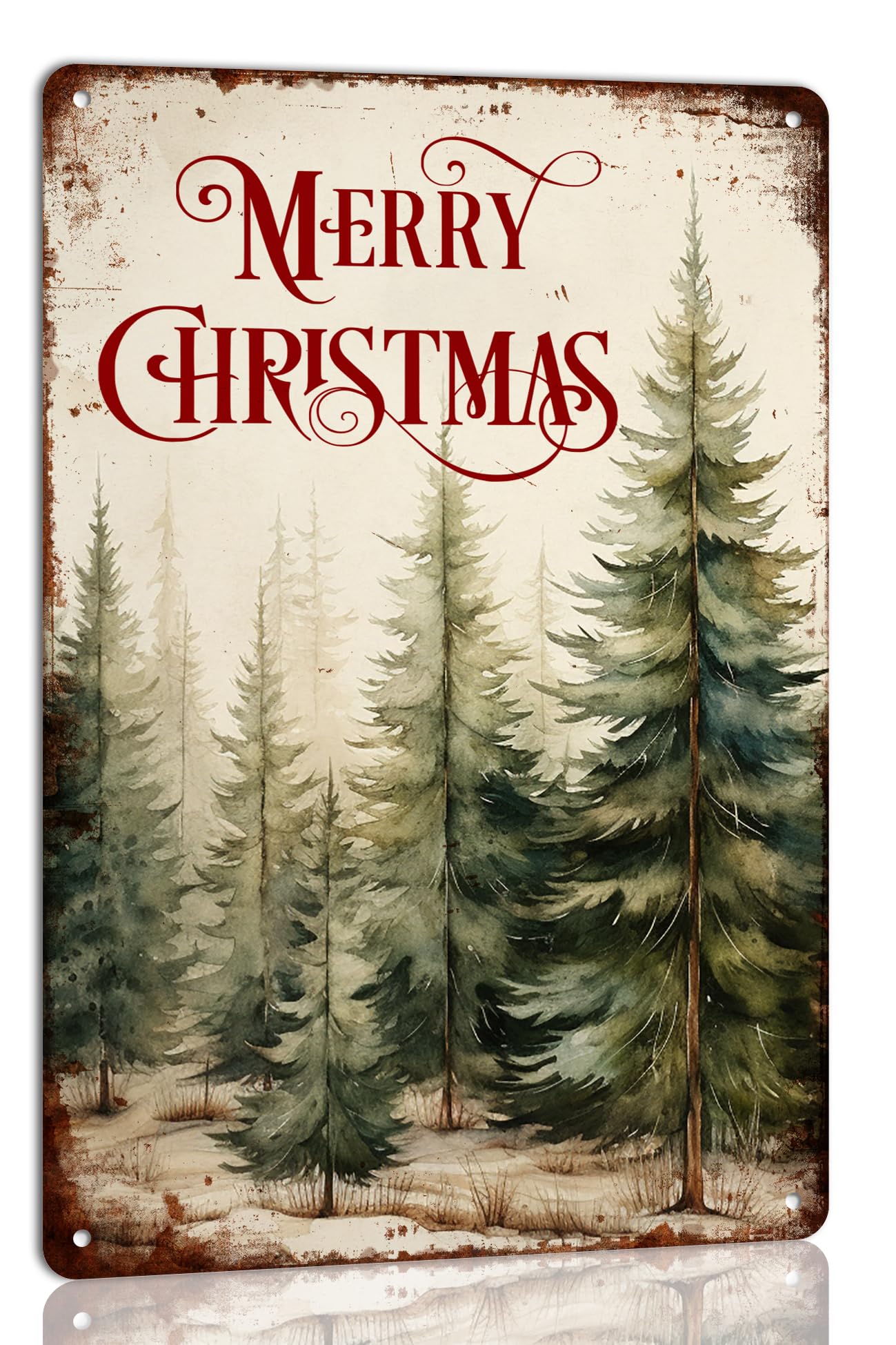SMAZDFXX Merry Christmas Metal Tin Signs Christmas Trees Sign for Christmas Decorations Farmhouse Christmas Holiday Kitchen Home Party Wall Decor Christmas Art Decor 5.5"x8"