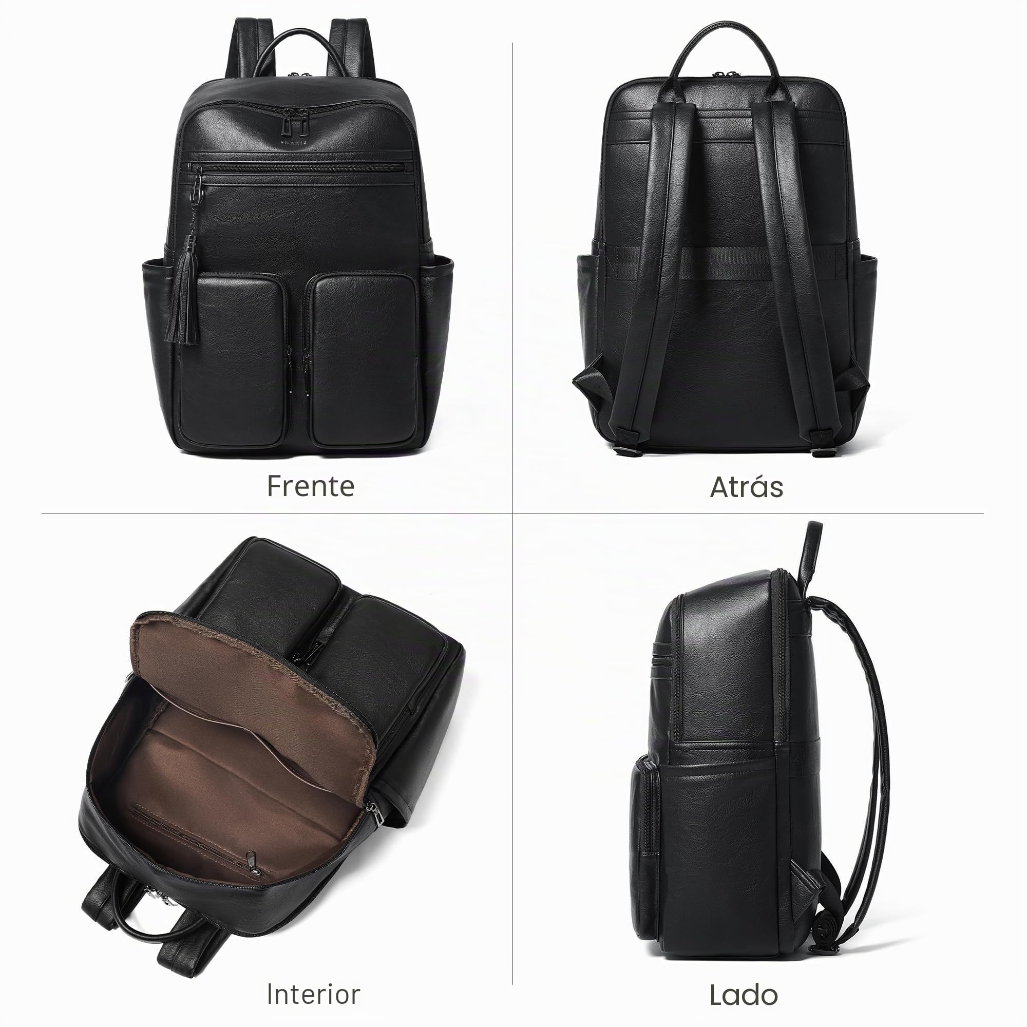 Shrrie Mochila para laptop para mujer de 16 pulgadas, mochila de viaje de cuero vegano, mochila de trabajo, negocios, mochila para portátil, profesora, universidad, mochila casual
