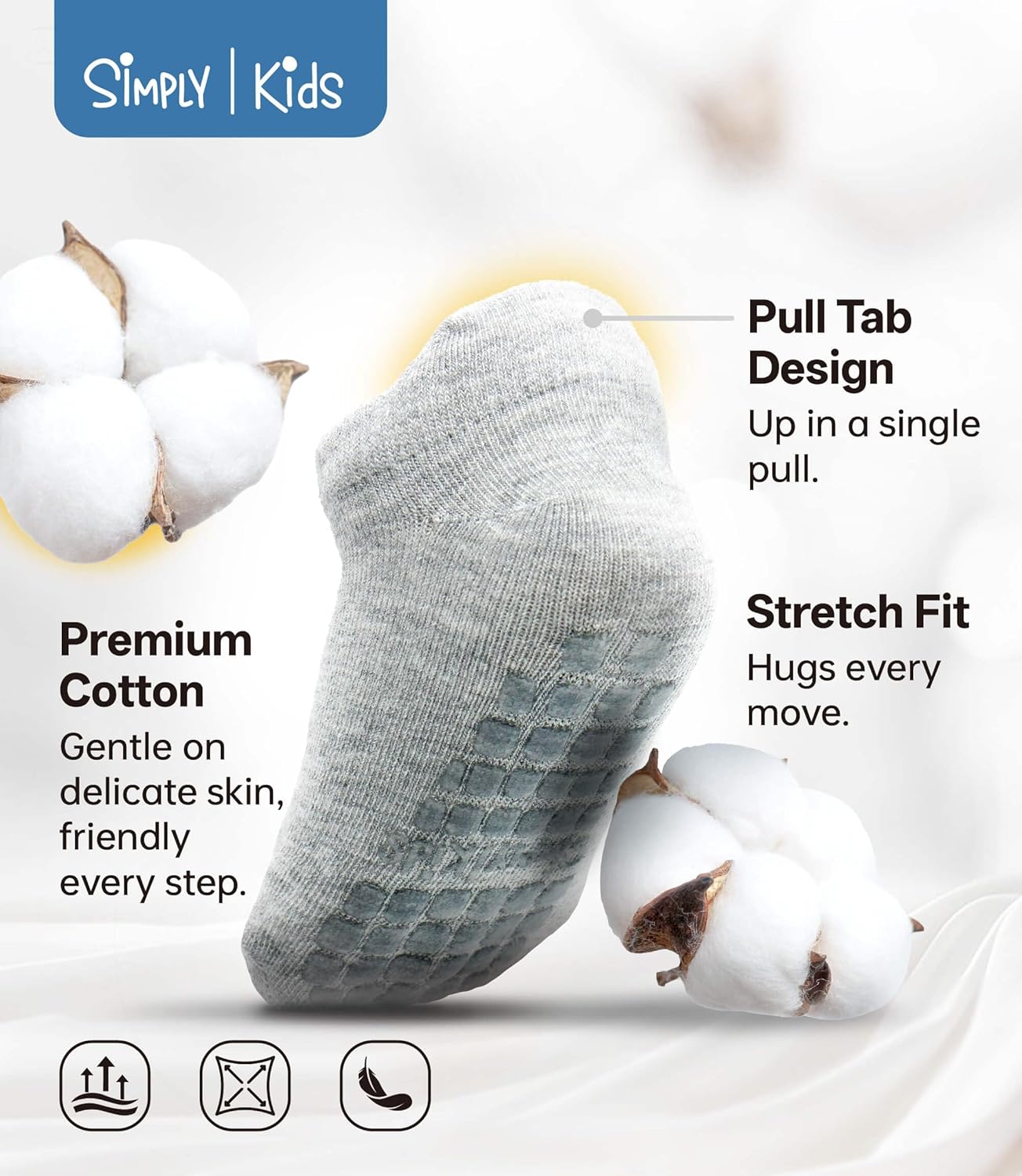 Simply Kids Baby Non-Slip Ankle Socks – Superior Grip, Soft Cotton, for Active Toddler Girls & Boys (Ages 0-7) - Image 6