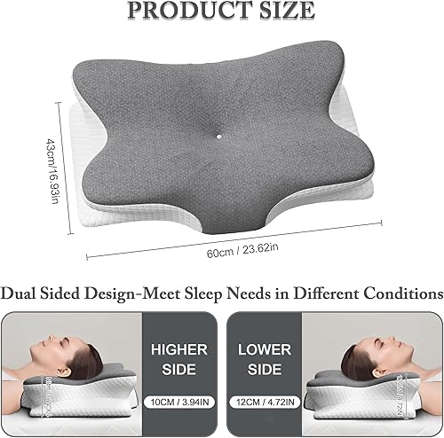 Miniatura 2 de Almohada cervical para aliviar el dolor de cuello  Almohada ergonómica de espuma viscoelástica con ranura para reposabrazos y funda de almohada de