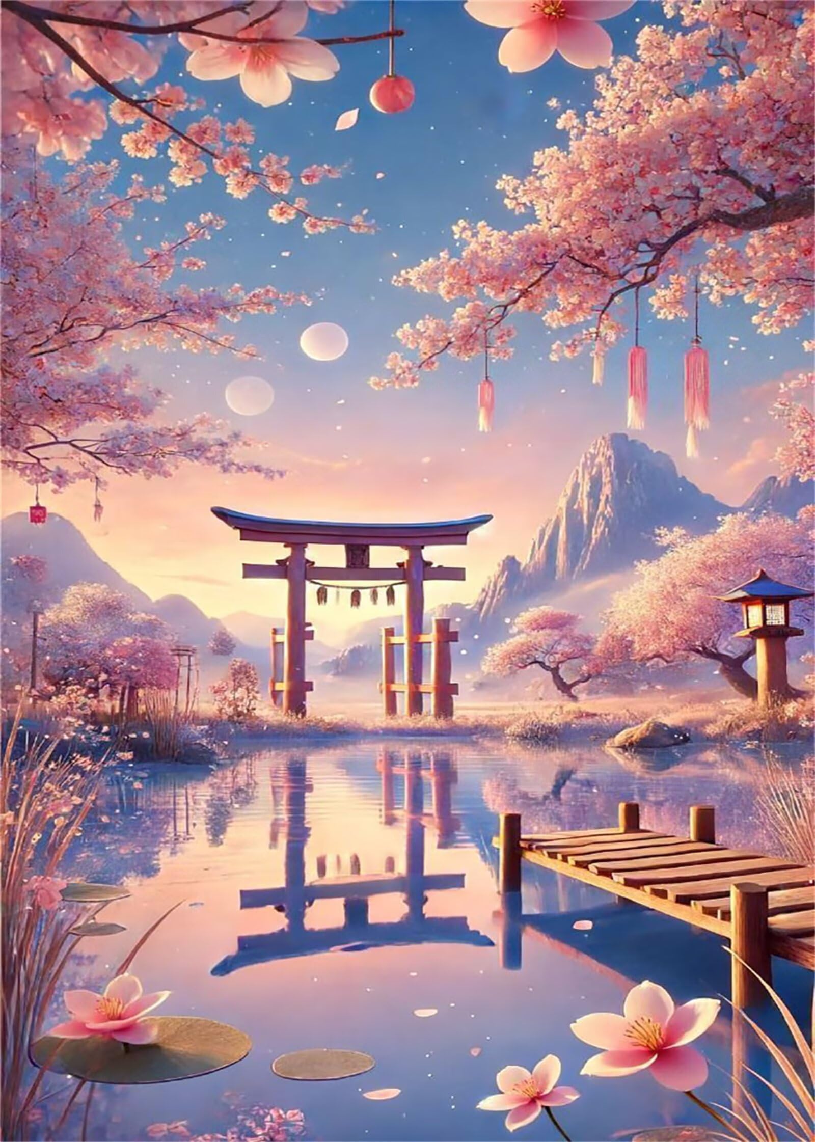 Puzzle 2000 elementów, japońskie kwiatowe jezioro puzzle dla dorosłych, puzzle sztuki dla dorosłych, gry relaksacyjne i inteligencja, puzzle do gry rodzinnej prezent