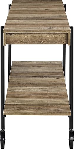 Miniatura 54 de Furniture of America Cleon Industrial - Juego de mesa de sofá y mesa de sofá con ruedas para sala de estar, color negro y roble rústico (3 piezas)