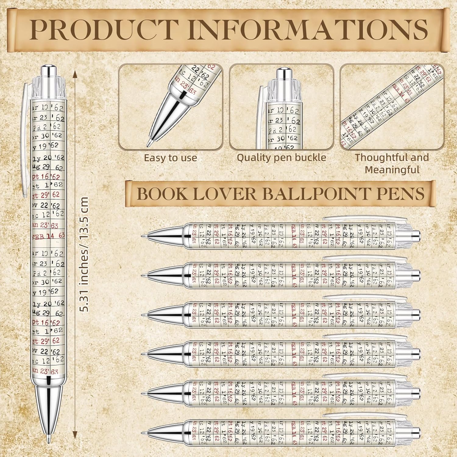 Sayglossy 20 Sets Book Lovers Gift Book Club Ballpoint Pens with Library Card Notepads, Vintage Library Reading Notebook Sets with Organza Bags