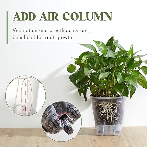 Miniatura 4 de 9 Macetas de Autorriego para Plantas de Interior con Depósito Profundo y Orificios de Drenaje Altos para Plantas y Flores de Exterior, Maceta de