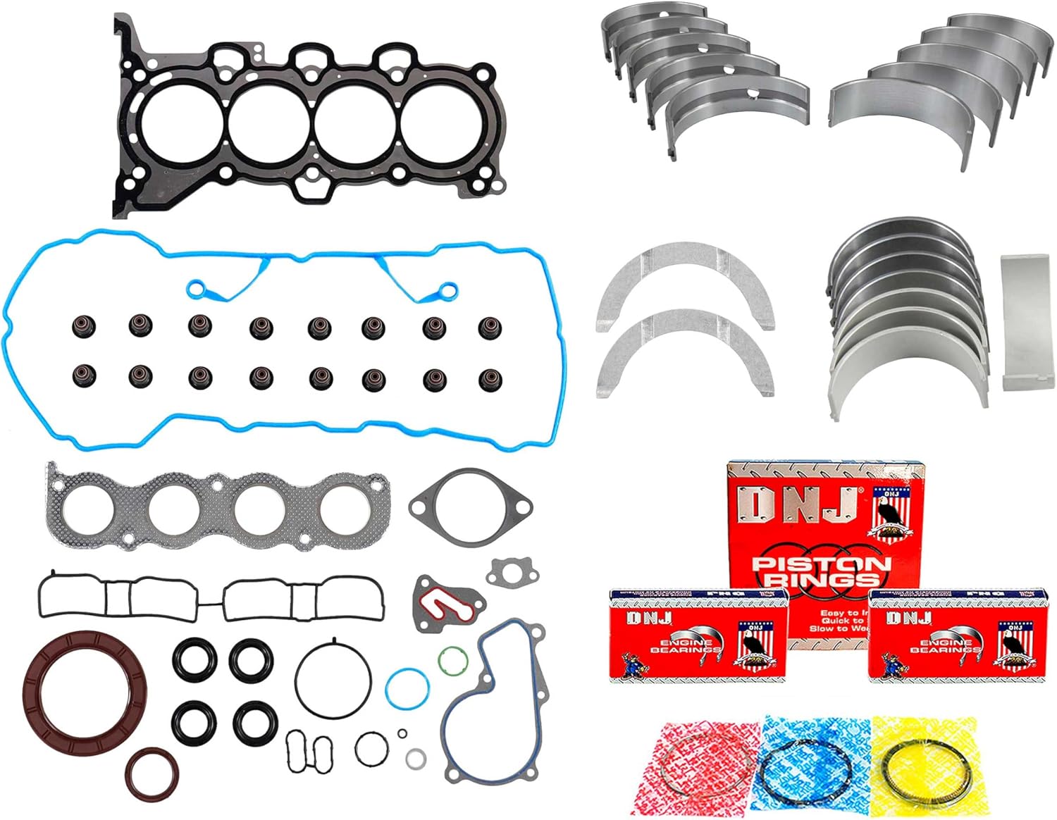 DNJ RRK193K Re-Ring Kit for 2014-2020 Hyundai Elantra, Elantra Coupe, Elantra GT 2.0L L4 16V DOHC 1999cc