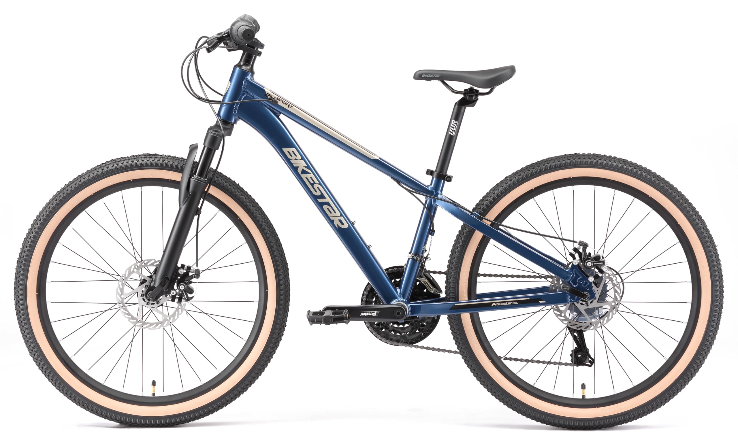 VTT BIKESTAR Pour Enfants 10-13 Ans – 24 Pouces, 21 Vitesses Shimano, Freins Disque, Cadre Aluminium, Semi-rigide