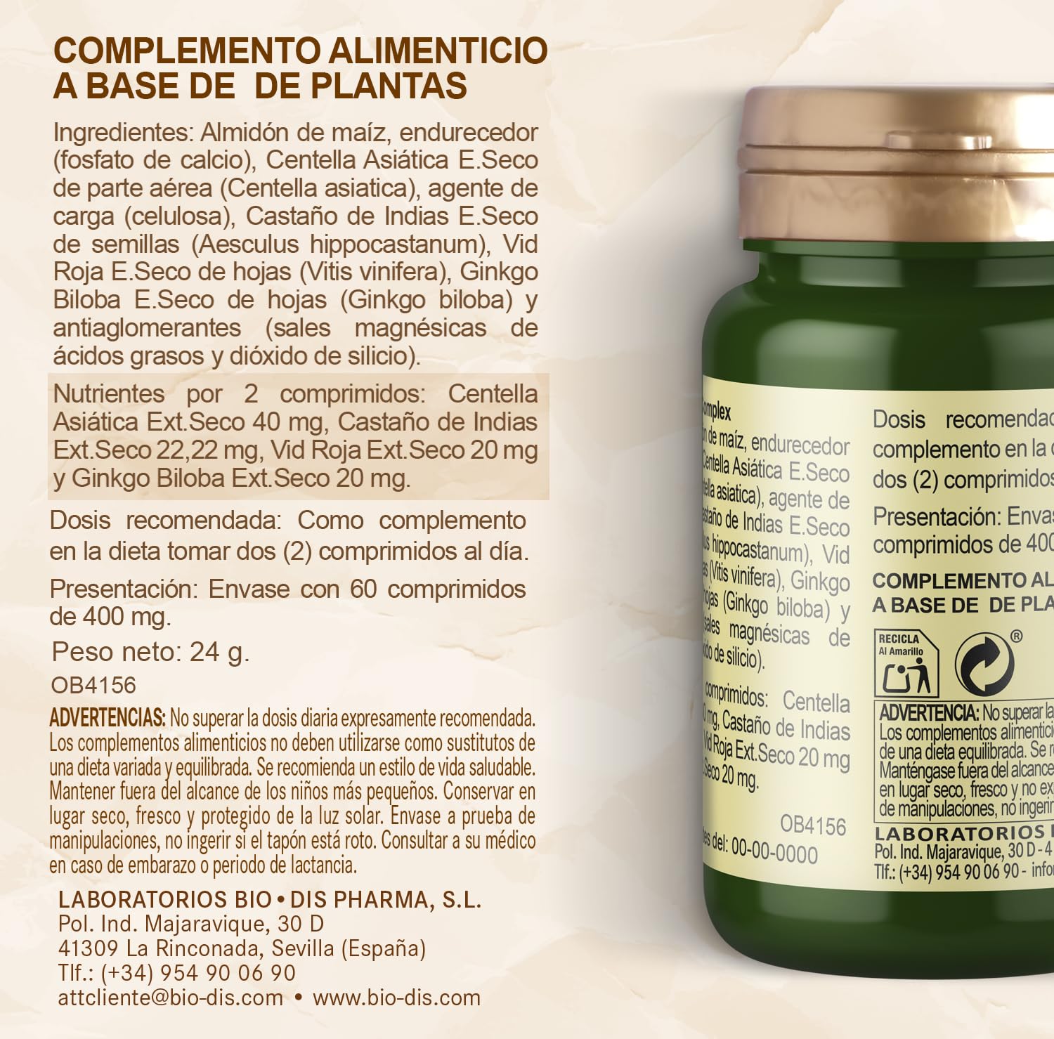 Centella asiatica (complex) 400 mg. (estr. secco) 60 compresse. (Pack 2 pezzi)