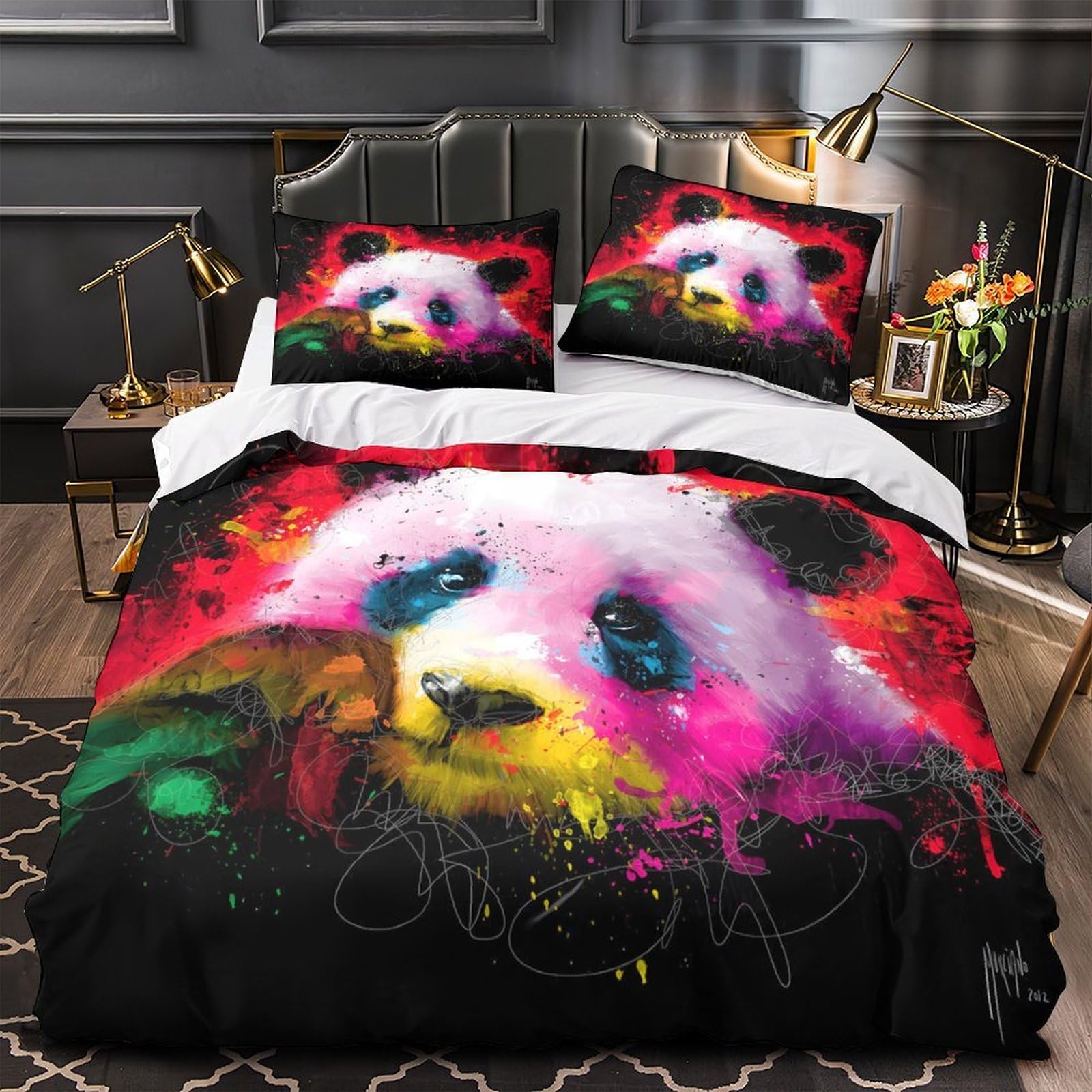 Housse de couette lion hypoallergénique en microfibre douce avec fermeture éclair