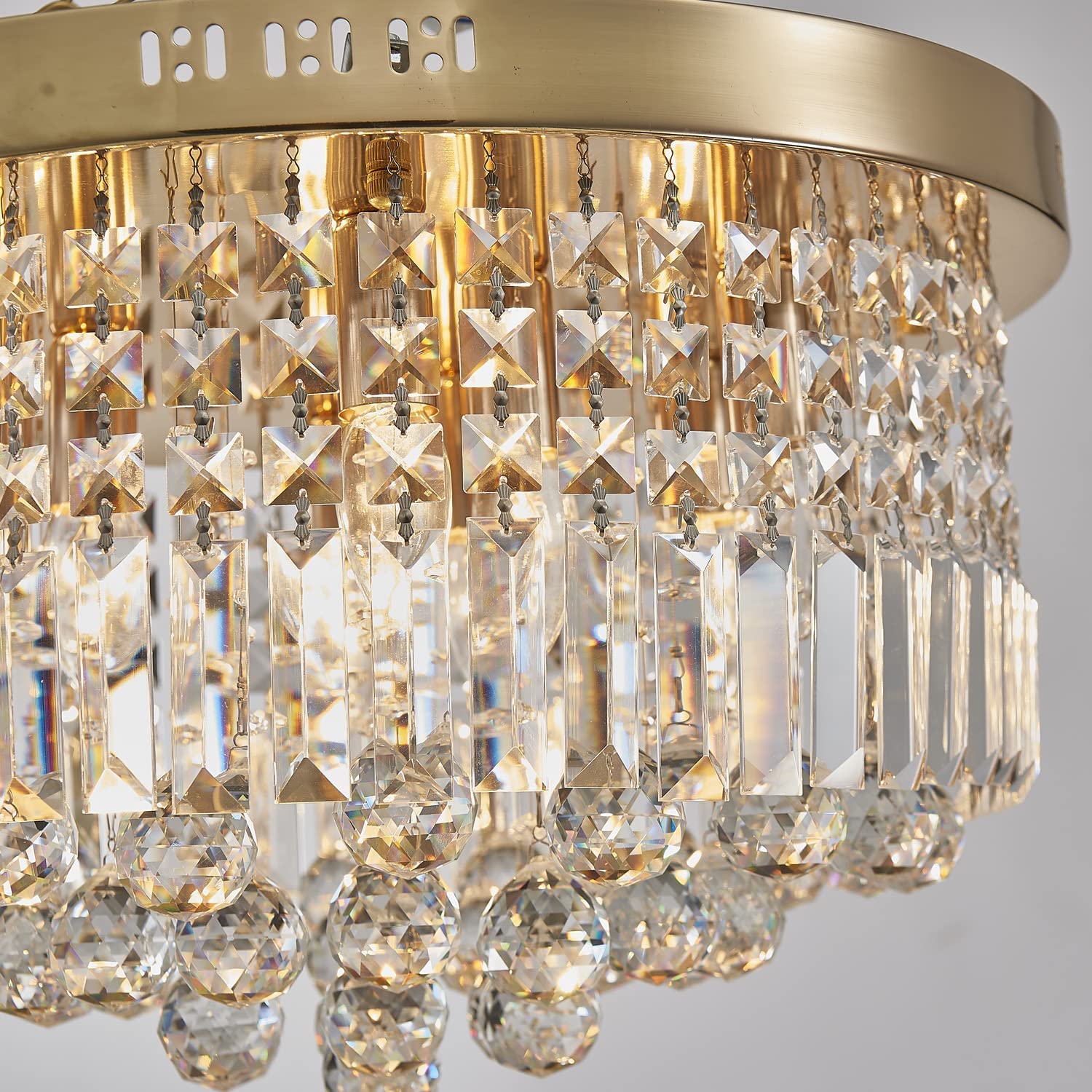 Saint Mossi Modern Kristal Gold Kronleuchter Modern Deckenleuchte Befestigung Anhänger Deckenlampe für Esszimmer Badezimmer Schlafzimmer Livingroom 9 E14 Erforderliche Höhe 28cm x Breite 50cm