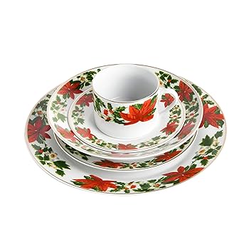 Amazon.co.jp: Gibson Home ポインセチア ホリデー 食器20点