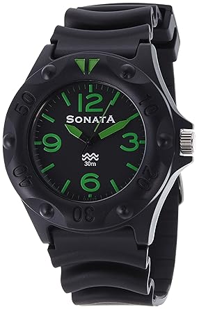 Sonata Super Fibre Analog Black Dial Mens Watch -ND7975PP03C / ND7975PP03C