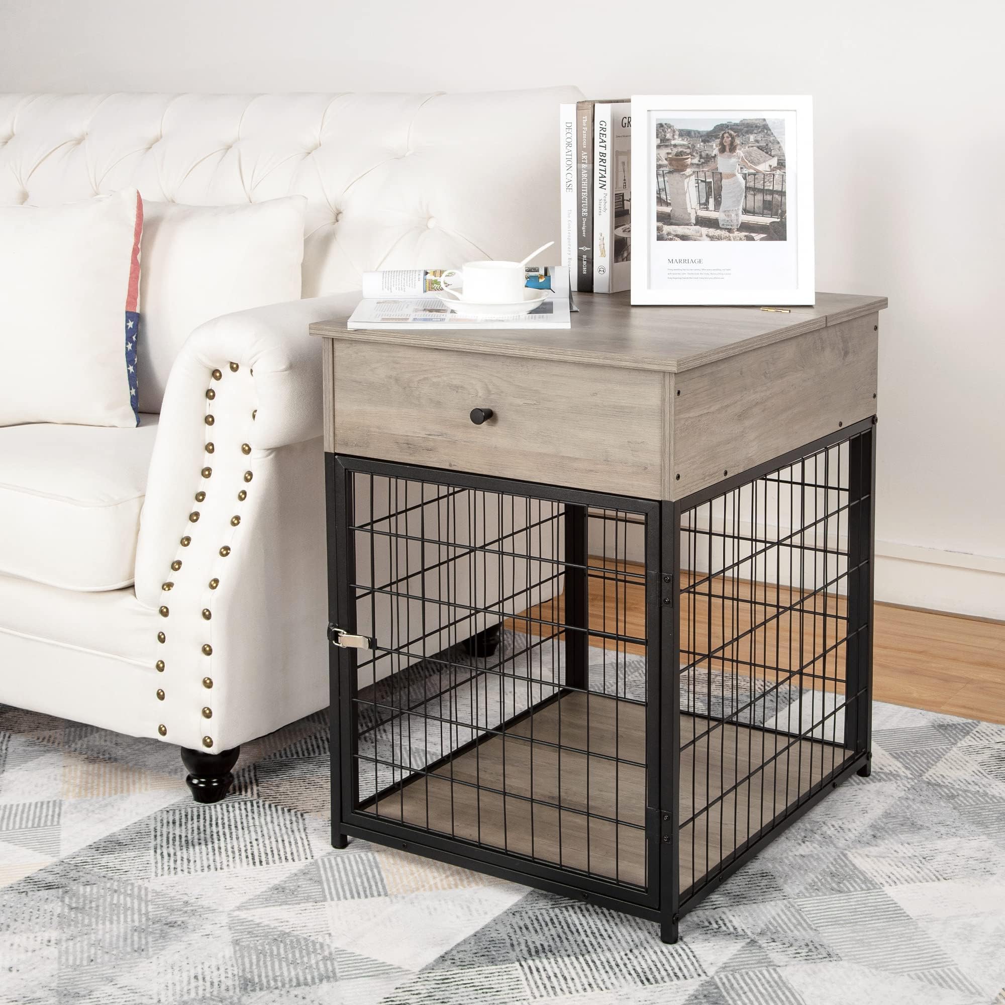 Casual Home Solid Wood Pet Crate End Table Pet Supplies